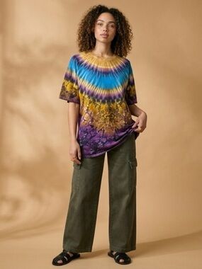 Jammin Dyes Purple/Tan Geodesic Tie-Dye Top Size 2XL